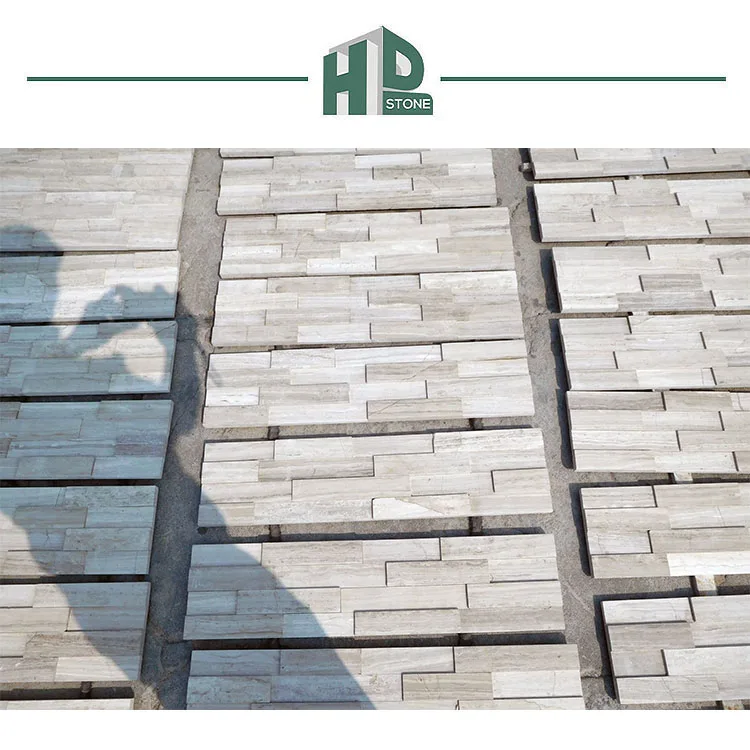 Cheap Wall Panel Natural White Wooden Marble Culture Stone for wall tiles