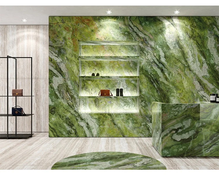 Nature Italian Marble Names Green Marble Wall Panel For Kitchen Island Slab Wall Bar Desk Green Stone Marble Alternative