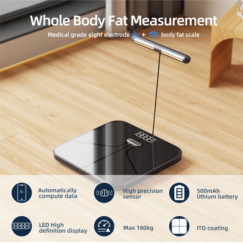 Electric Weight Scale Smart Body Fat Portable Weighing Digital Scale 180kg Bathroom Scales Machine