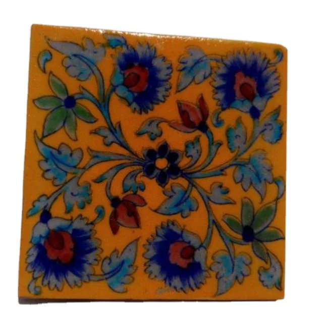 Blue Pottery Home Decorative Ceramic Tiles Backsplash Wall Tiles Mural Panel Kitchen Washroom Mosaic 4 x 4 Inch Pack of 6 Tiles