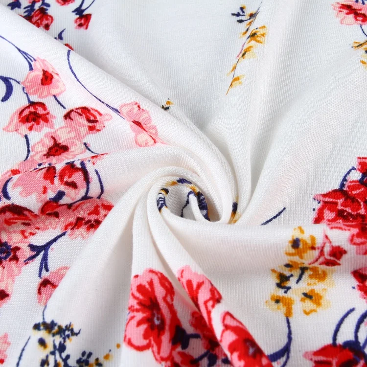 Customized colors soft knitted plain wholesale jersey fabric custom rayon floral printed fabric for dress