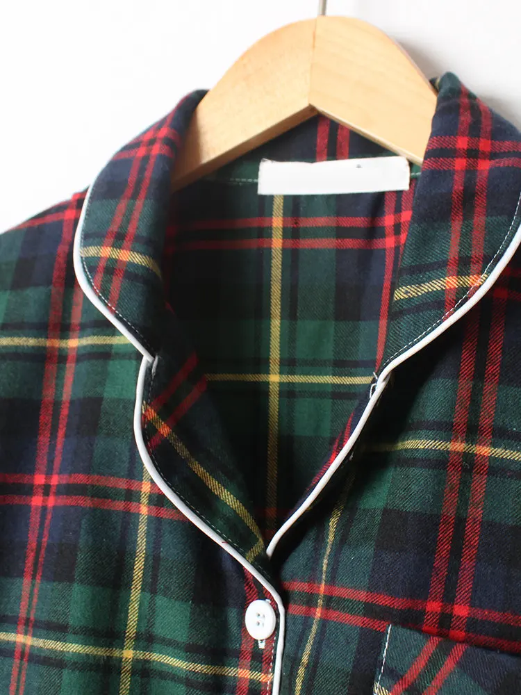 Bangladesh Factory wholesale Women Pajamas Long Sets Cotton Plaid Home Cotton Sleepwear