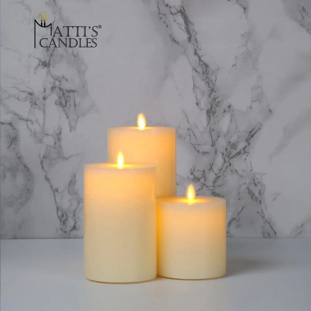 Оптовая и розничная продажа с завода, движущийся фитиль d10cm, набор из 3 светодиодных свечей