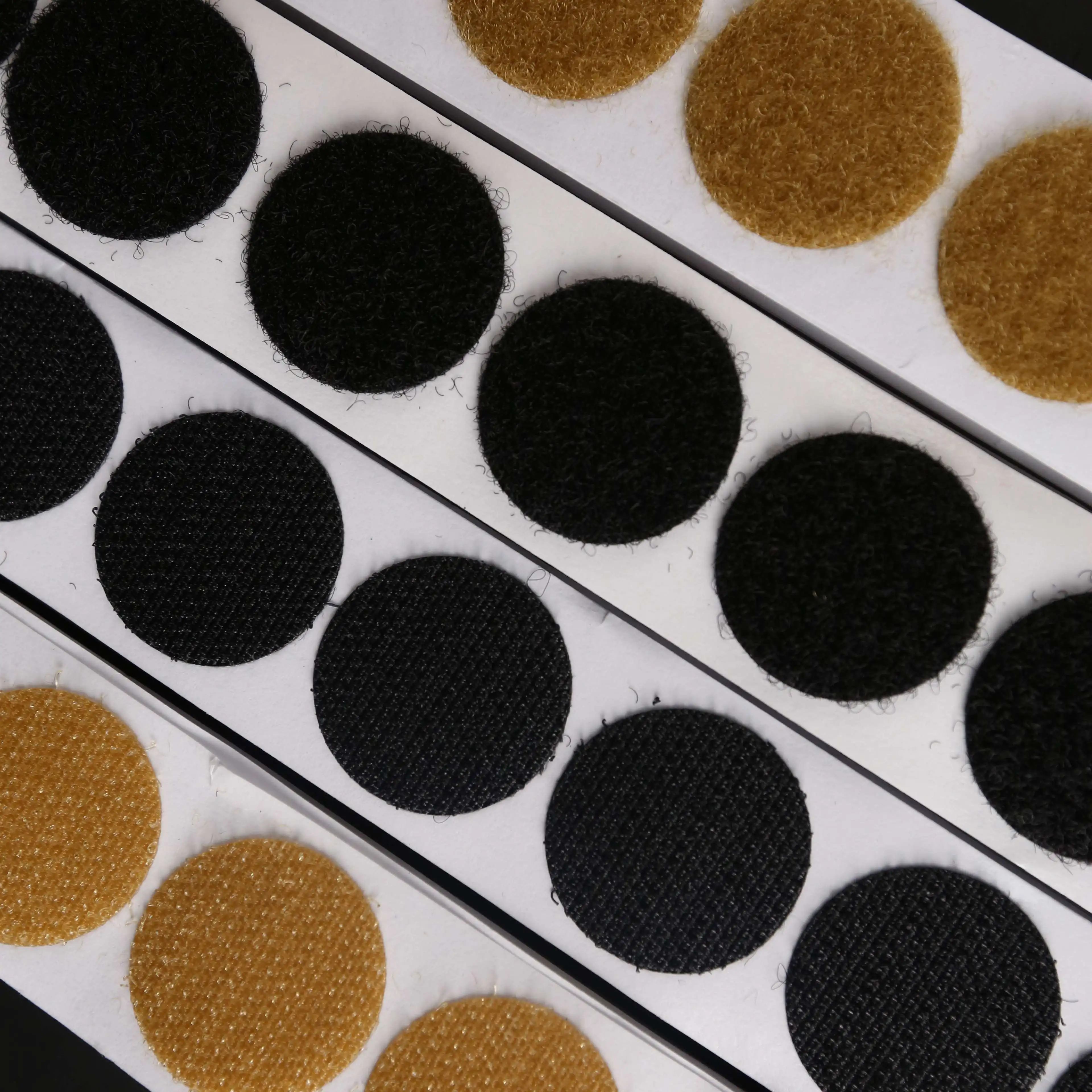 Spot goods wholesale Self-adhesive Custom size soft hook and loop tape dots Strong sticky Cable management belt Quiet For cloth