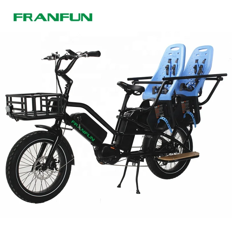 Luxury Mother-kids Fun Family Electric Bike Long Seat 140km Range Best Cargo Bicycle 2 Battery