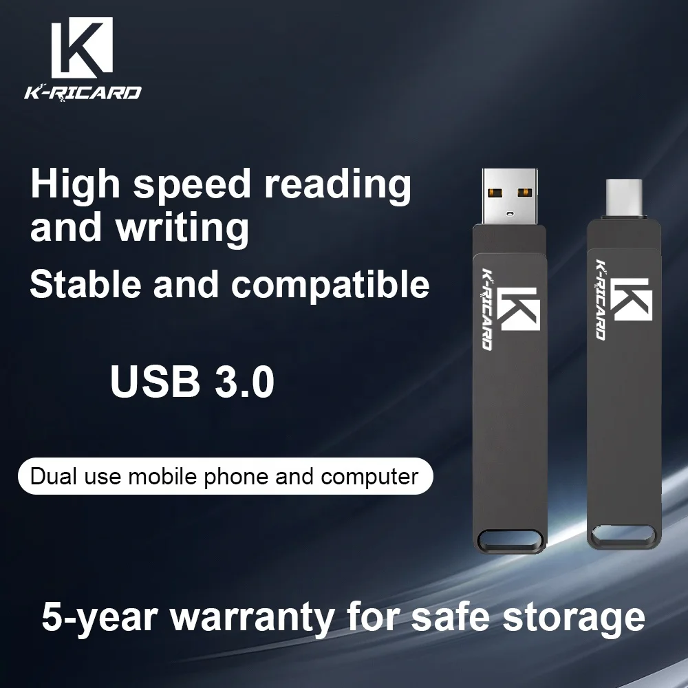Hot Sales Custom 3.1 OTG Fastest Cle Usb Sticks 128GB  256GB 512GB 1TB 2TB Metal Usb C Memory Flash Drive for android type c