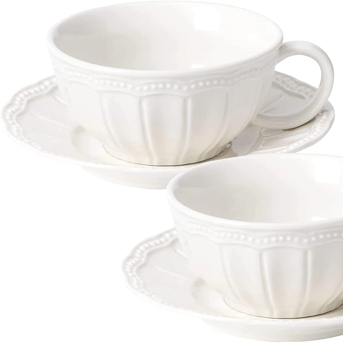 Tivray White/Light Blue Demitasse Cup Set 2 Pack Ceramic Coffee Mug Insulated for Kitchen