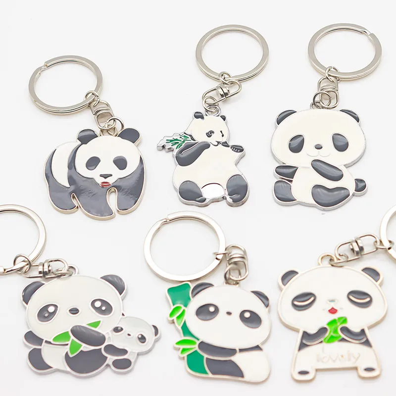 Manufacturer maker custom made brass usa souvenir 3d animal shaped cartoon metal panda keychain
