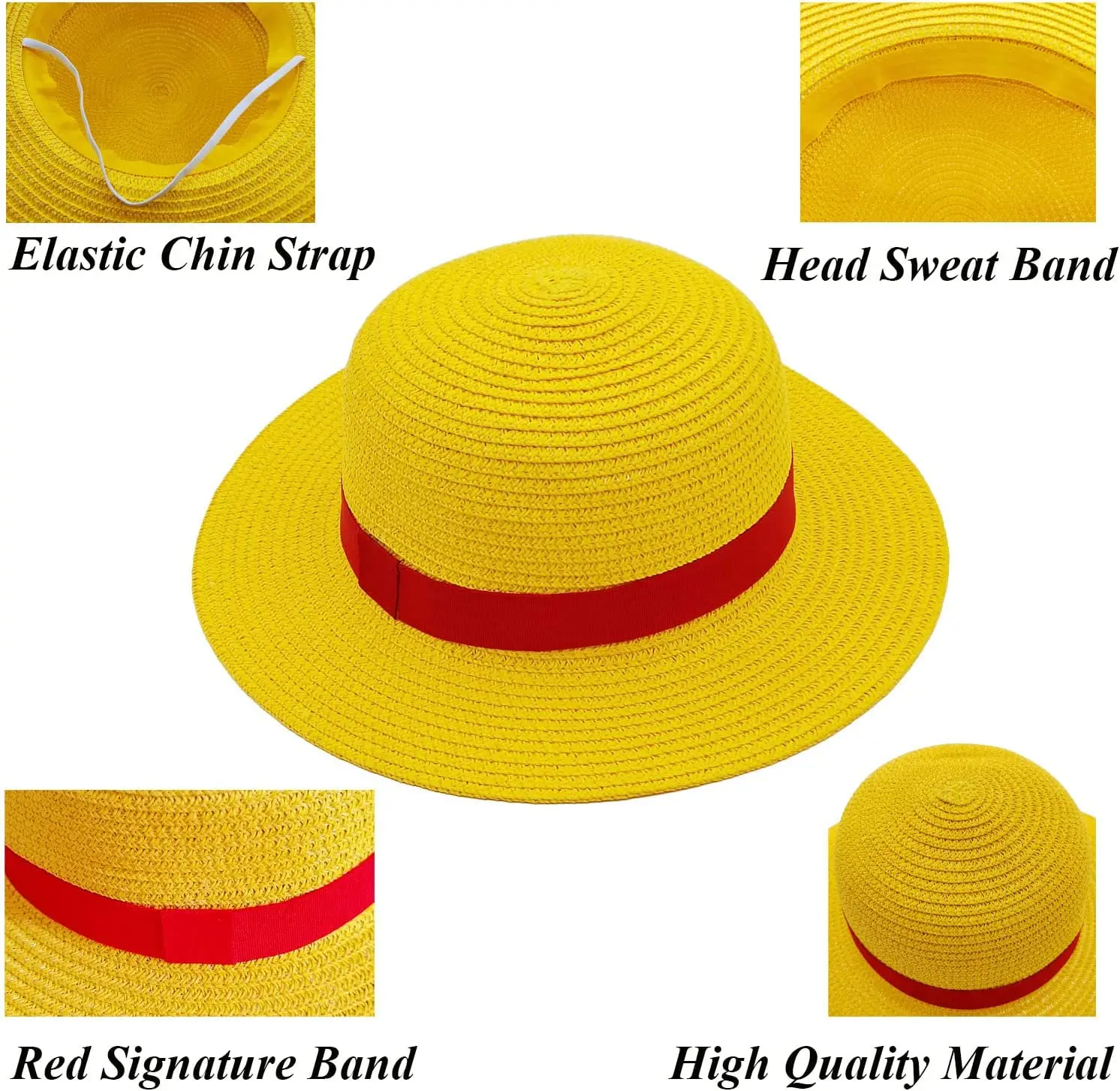 Luffy Performance Props Costume Party Yellow Summer Straw Hats String Sun Beach Hat Pirate Anime Fans Men Women Youth Kids Gifts