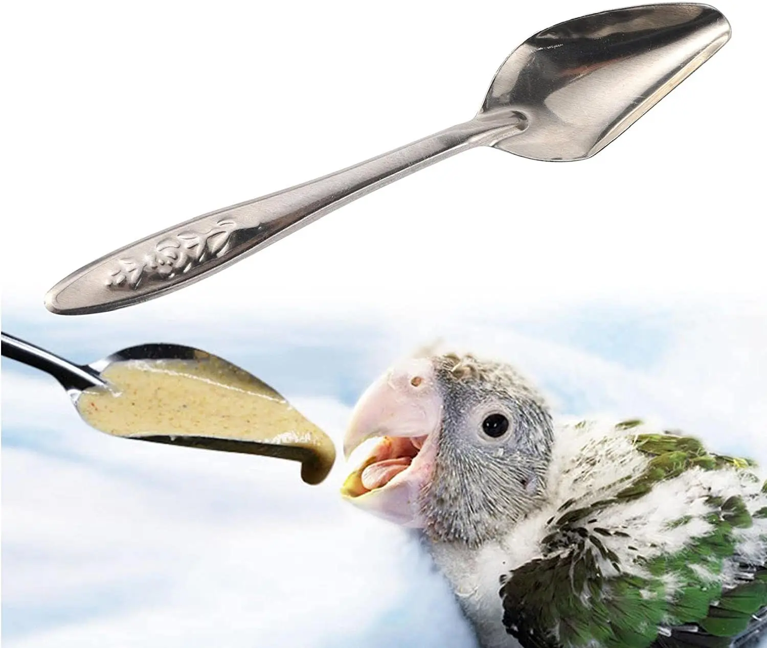 Pet stainless steel spoon Parrot Myna Grackle Black phoenix Tiger skin BB chick baby bird feeding spoon can be customize package