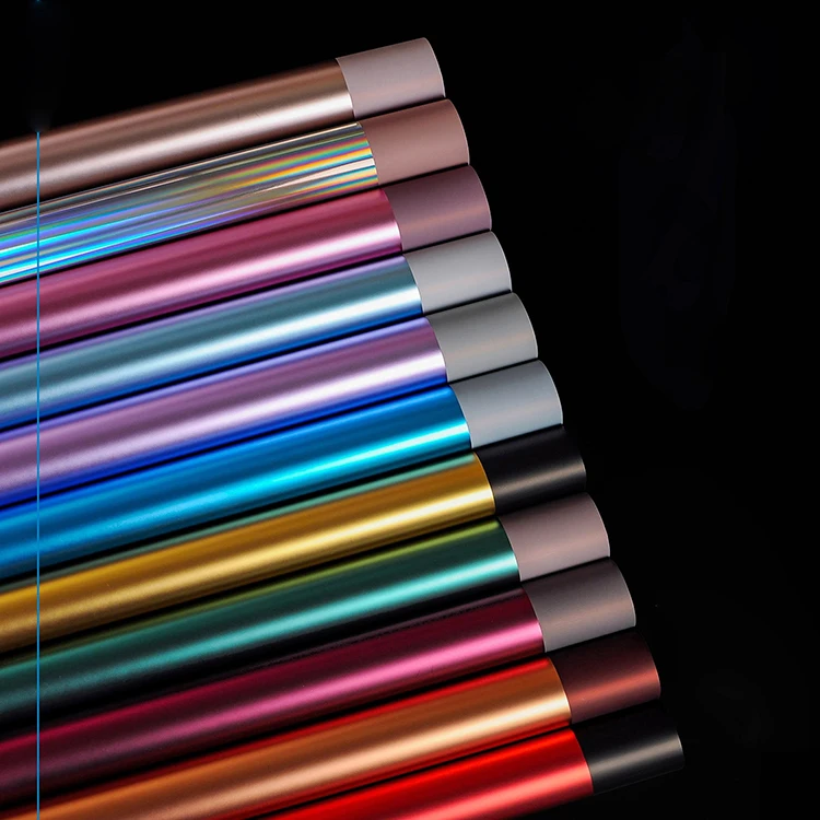 Роскошная пленка для лазерного света, бумага для обертывания свежих цветов, пластиковая Водонепроницаемая оберточная бумага с тяжелым металлизированным покрытием