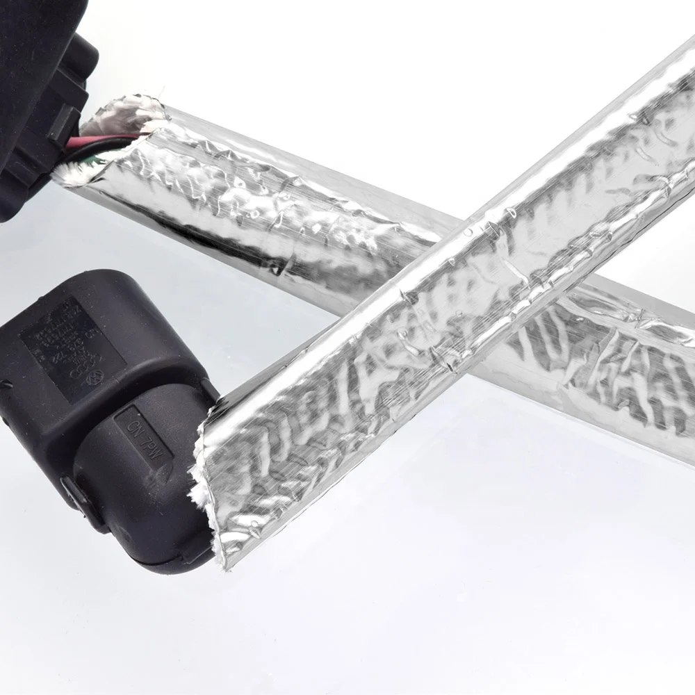 JDD Aluminium heat reflect Fiberglass Braided Self-closing Cable Management Sleeve for fuel car