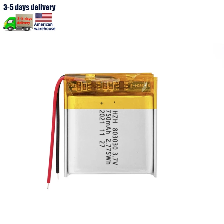 KC 803030 2.775Wh Lithium Battery with PCB and cable dashcam Beauty meter 803030 750mAh 3.7V polymer lithium battery