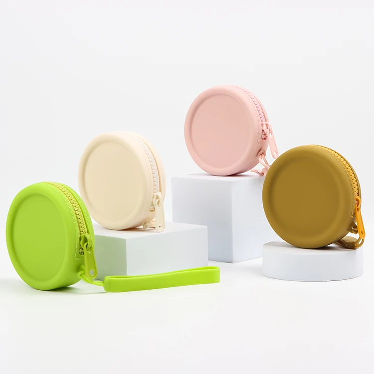 Wholesale High Quality Round Silicone Coin Pouch Customized LOGO coin pouch wallet Mini Wallet Zipper Small Coin Pouch
