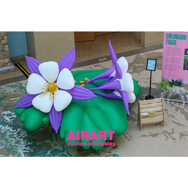 Giant outdoor building decorating inflatable flower balloon with light for festival display