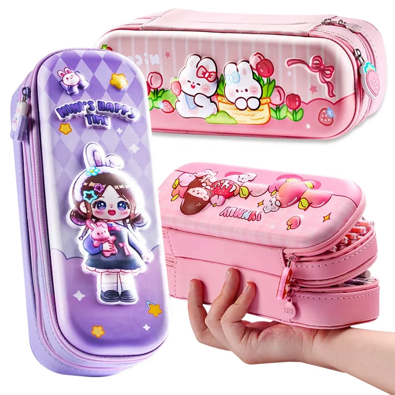 2024 Custom 3D EVA Pencil Pouch Case Non-Toxic Pencil Box Children Cute Printing Sublimation School Gift