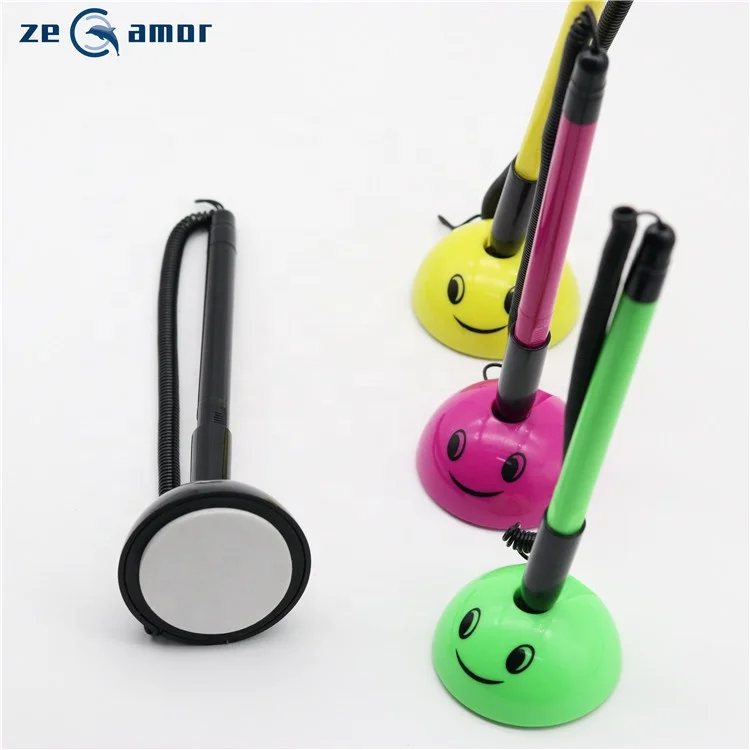 Zeamor Logo Customization Bank Counter Desk Stand Pens Stick In Hotel Table Pen With Chain