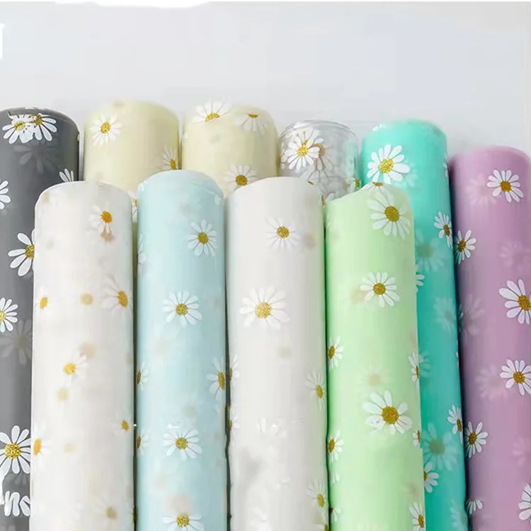 Jelly Daisy Pattern Printed Frosted Polyurethane Soft Film TPU Film Leather Sheets for Stationery Pouch Case