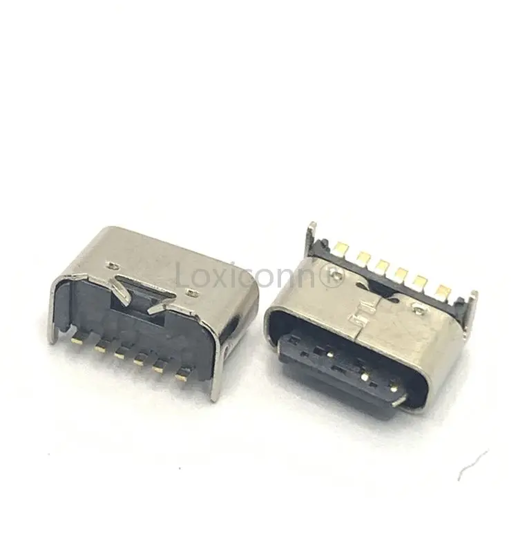 Factory direct sell USB Connector  L5.0 6PIN 180 degree SMT Female Type C USB  For PCB