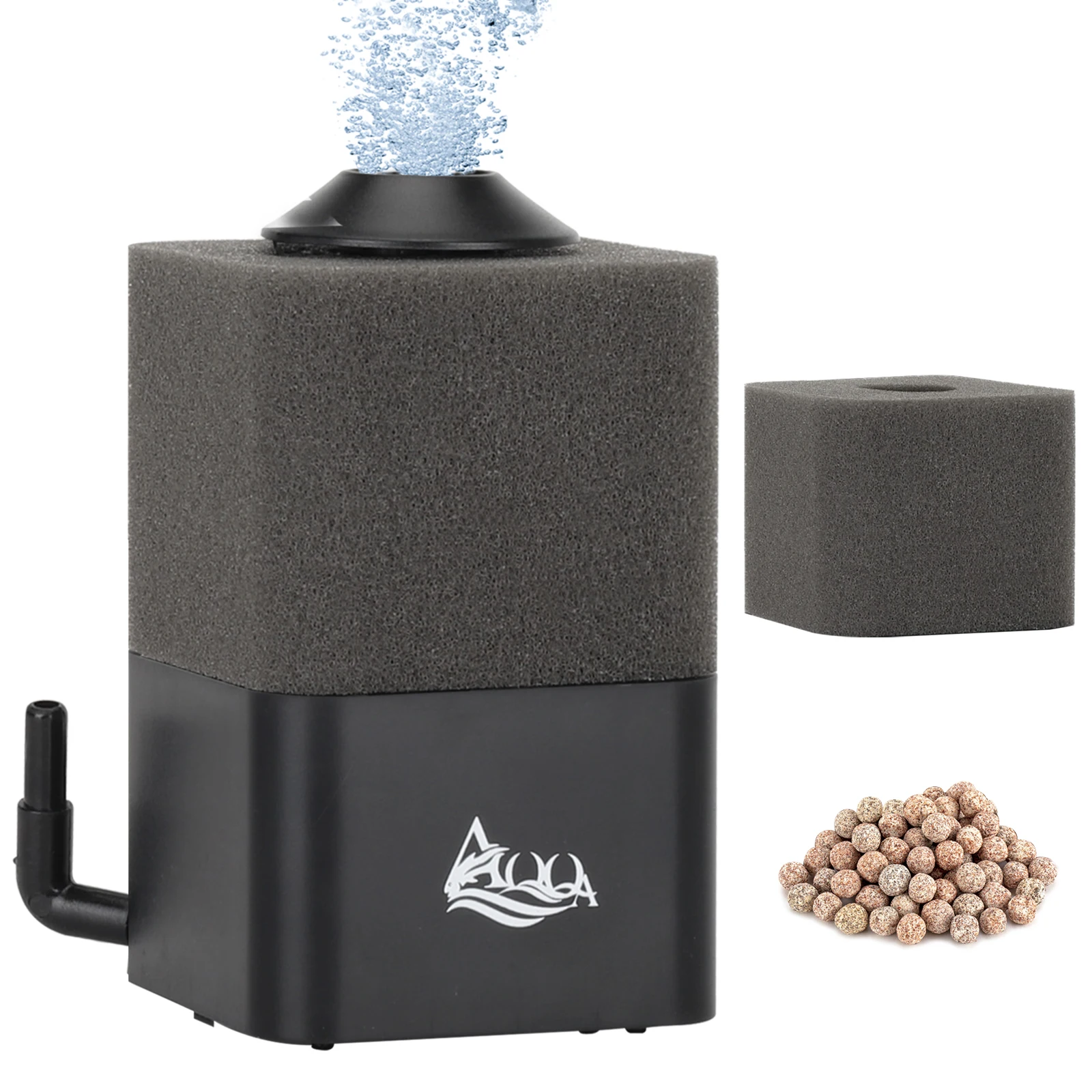 Hygger Aquarium Biochemical Sponge Filter Ultra Quiet Submersible Fish Tank Foam Filter Comes with 1 Spare Sponge 1 Ball