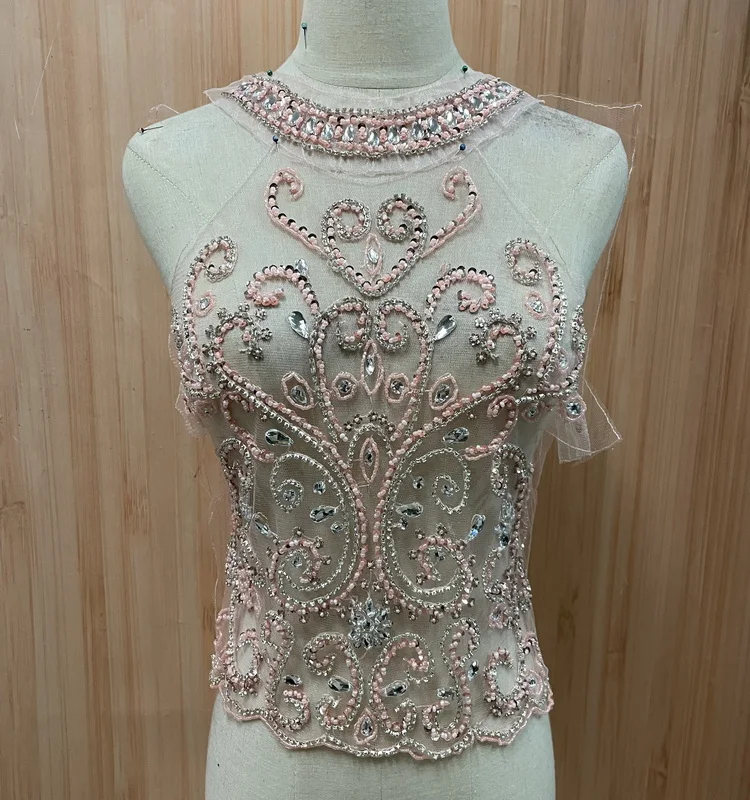 2022 new  Rhinestone Applique Evening Bodice Crystal Embellishment Heavily Beaded Wedding Patch