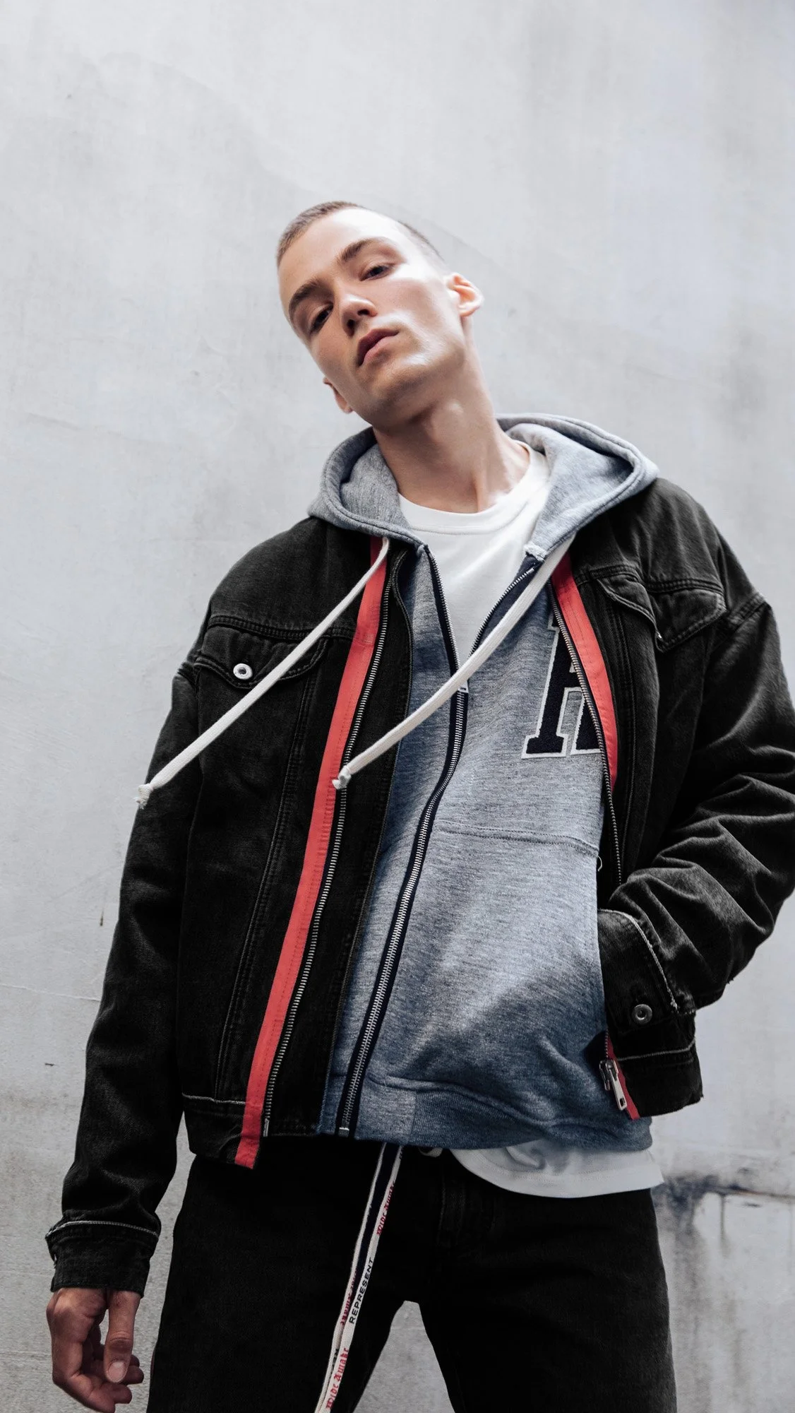 Biker Jean in Decal Gold wash biker jeans men biker jeans