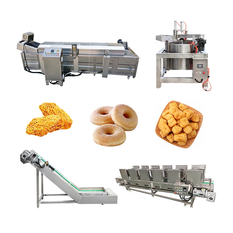 Industrie Nugget Fisch Brat Linie Huhn Erdnuss Friteuse Machine Kontinuierliche Friteuse Machine