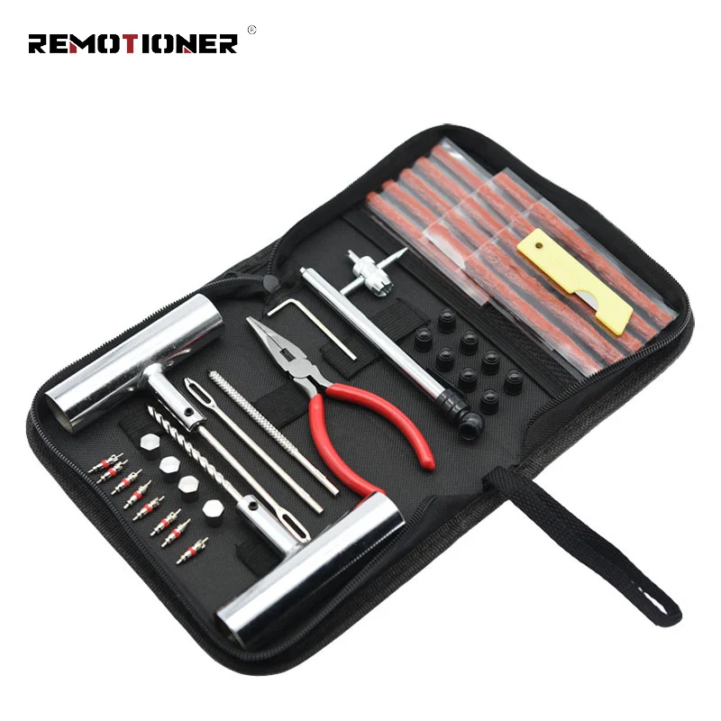 24/46/62pcs Car Bike Motorcycle Tire Puncture Repair Tool Set Car Tire Repair Kit