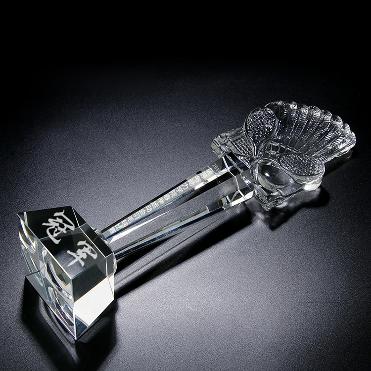 k9 2d engraved tennis crystal badminton trophy award
