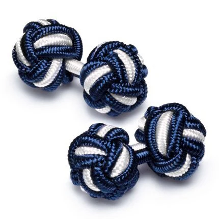 Мужские Запонки с шелковым узлом, темно-синие