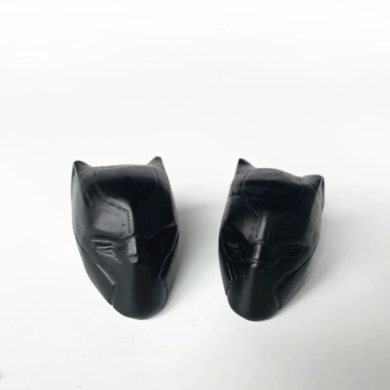 
Wholesale Hand Made Crystal Crafts Obsidian Panther Head Ornaments For Decorations Gifts 