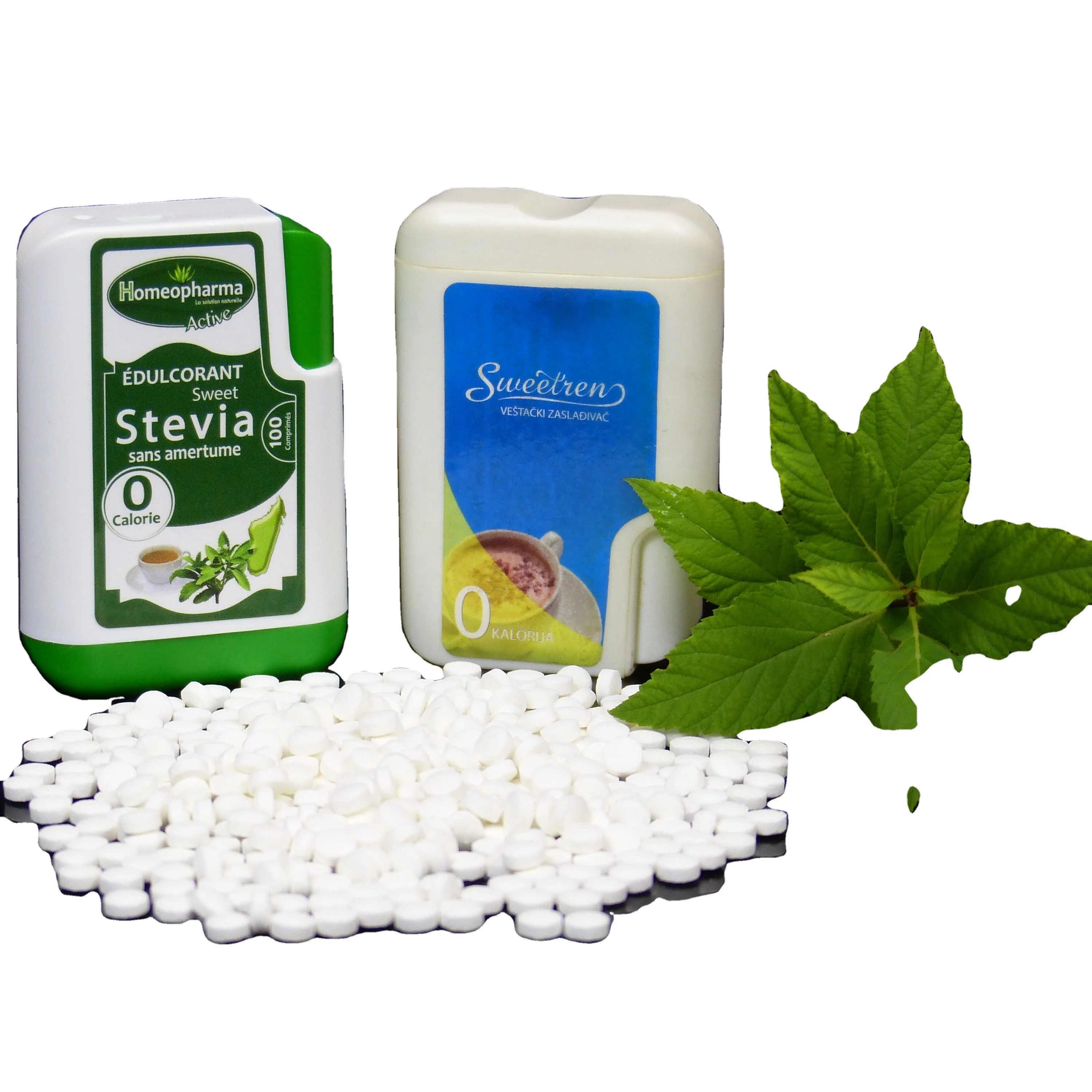 ISO Certified Tabletop Stevia Tablets 100-700/Dispenser Private Label Service Dried Sweeteners in Bulk Packaging
