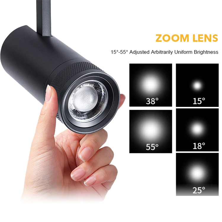 Modern Commercial Lighting Adjustable Angle 2-4-6-10-15-20-24-30-32-36-40W Zoomable Track Light LED source Aluminum lamp body