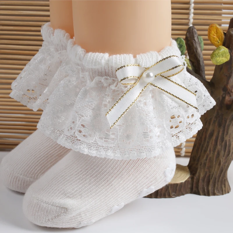 New baby lace anti slip socks newborn cotton socks cute baby socks manufacturer
