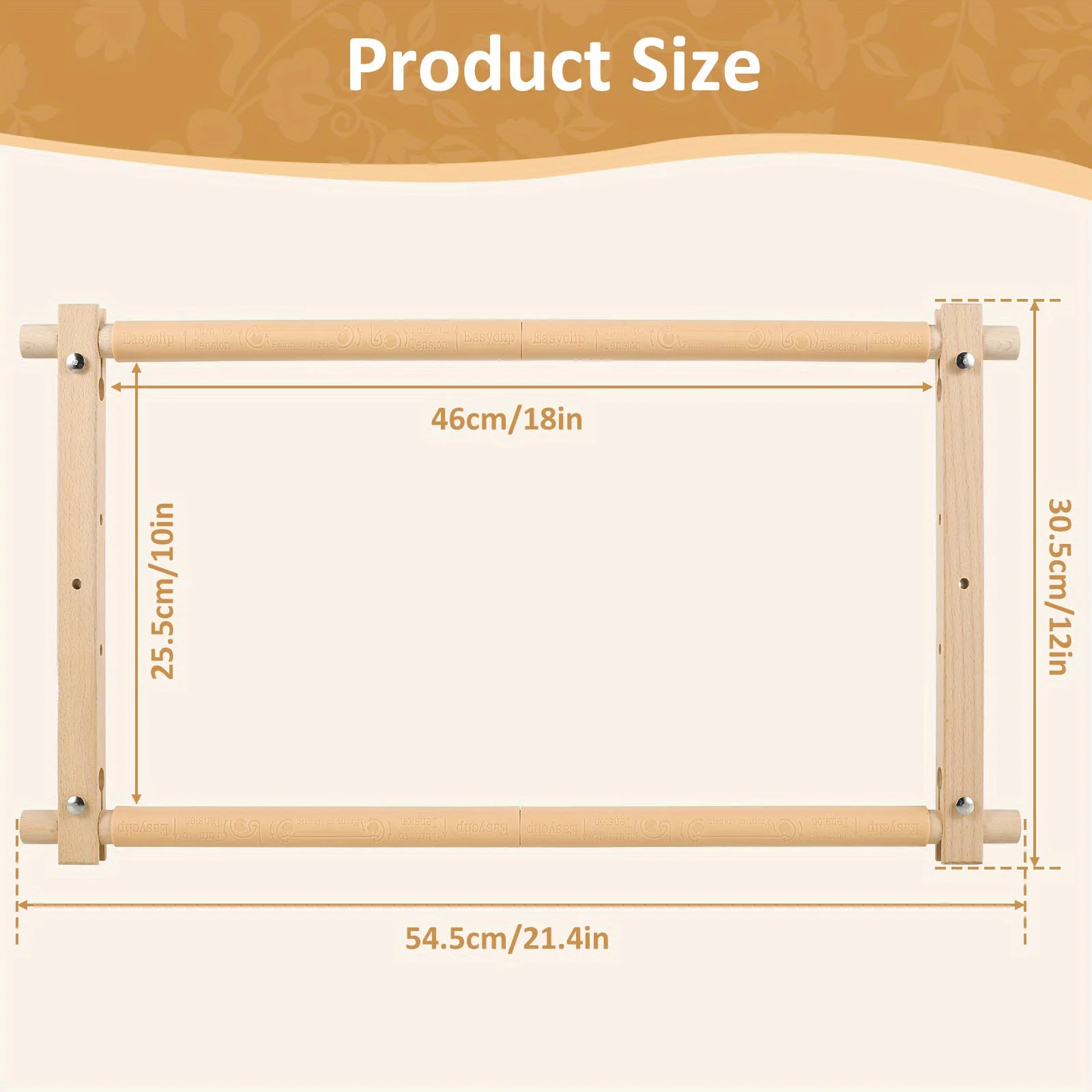 Embroidery Frame Tapestry Scroll Frame Beech Wood Cross Stitch Frame Stitching Square Tool For Embroidery 53.34x30.48cm