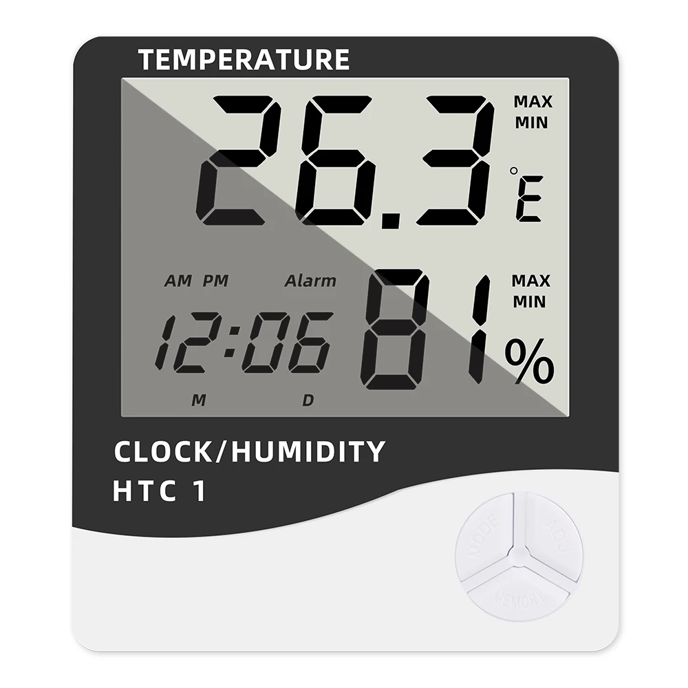 Electronic Digital LCD Thermometer Hygrometer Alarm Clock Temperature Humidity Meter Indoor Outdoor temp Tester