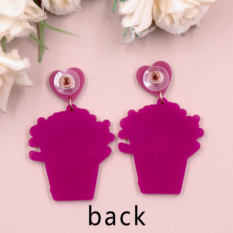ERS840ER1816 1pair Top fashion CN Drop fries before guys cute Valentine Gift Acrylic glitter earrings Jewelry for women