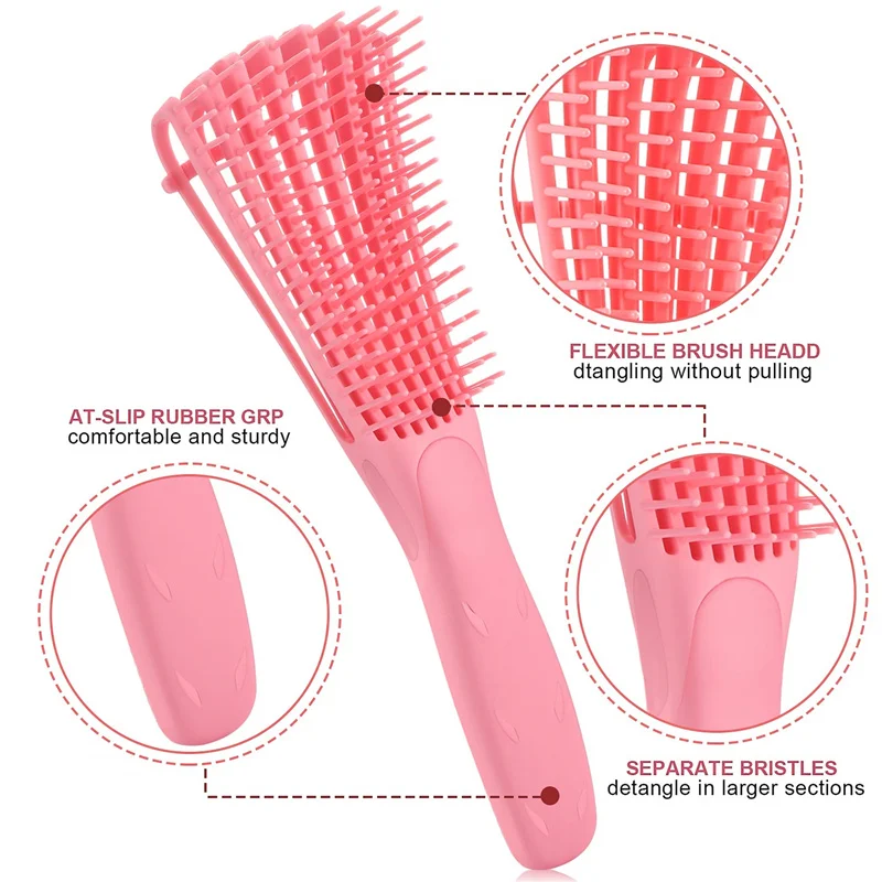 Professional Natural Curly Hair Detangler Dry and Wet Detangling Hair Brush For Afro America 3a to 4c Kinky Wavy Curly Coily