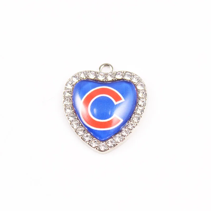 Wholesale Baseball Teams Logo Charms Diy Jewelry Earrings Bracelet Necklace Accessories Heart Shape Baseball Team Pendant