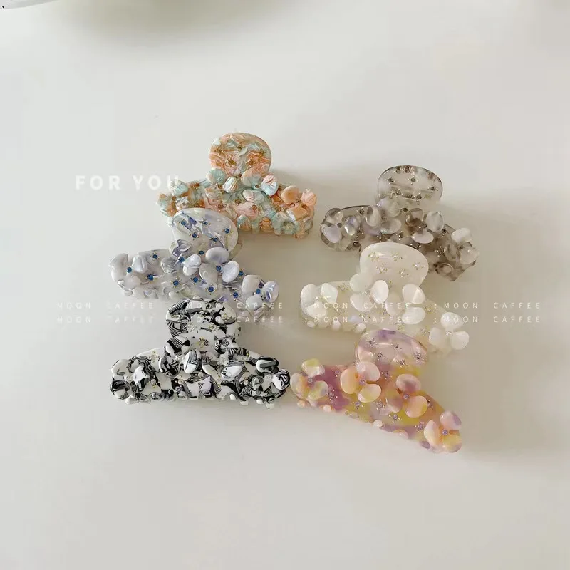 South Korea 2022 new acetate flower niche girl delicate super fairy blitzkrig grab clip ponytail clip back of the head clip