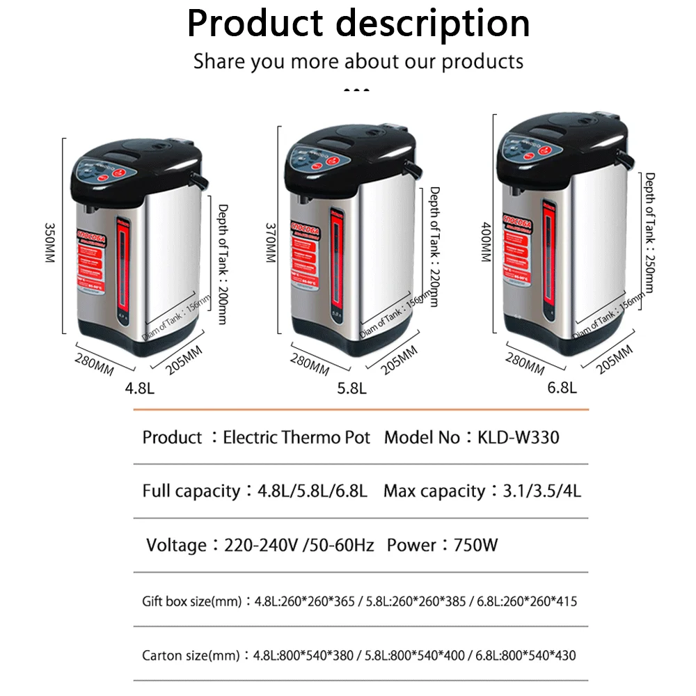 electric thermos pot manufacturer instant water dispenser hot water boiler and warmer hot water kettle