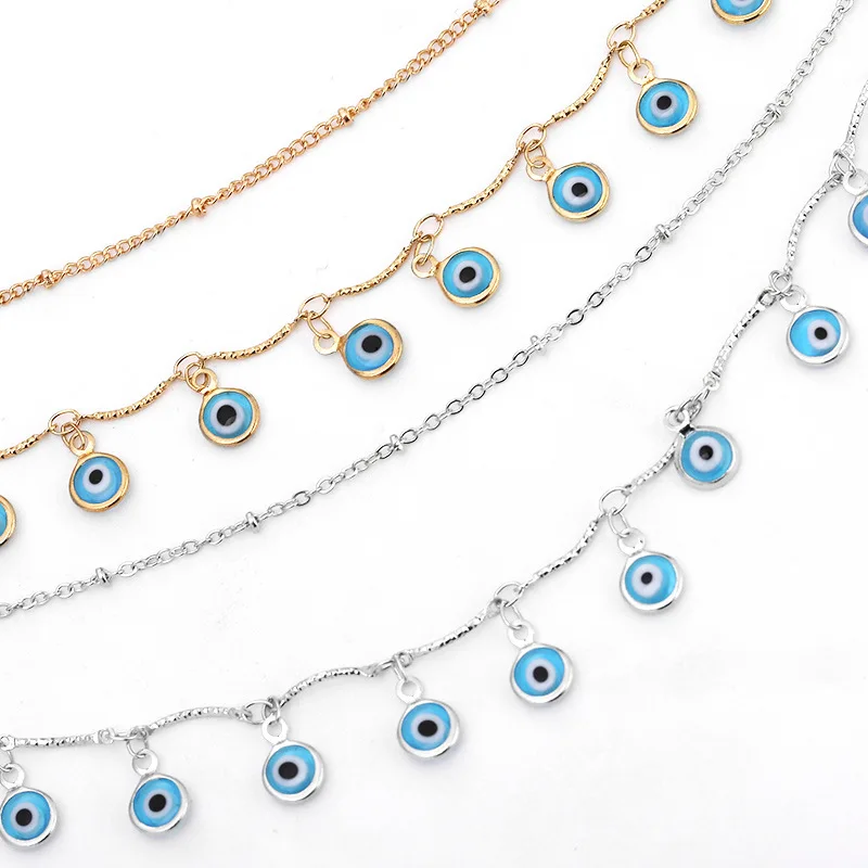  2021 Cute Gold Plated Anklets Women Evil Eyes Boho Foot Chain