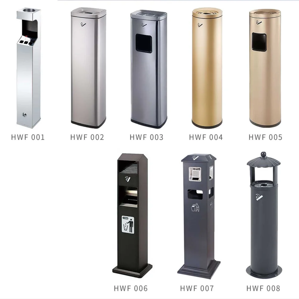 Hot Sale Ash Barrel Waste Can Metal Garbage Can Hotel Lobby Dustbin Metal Round luxury custom ashtray stainless steels