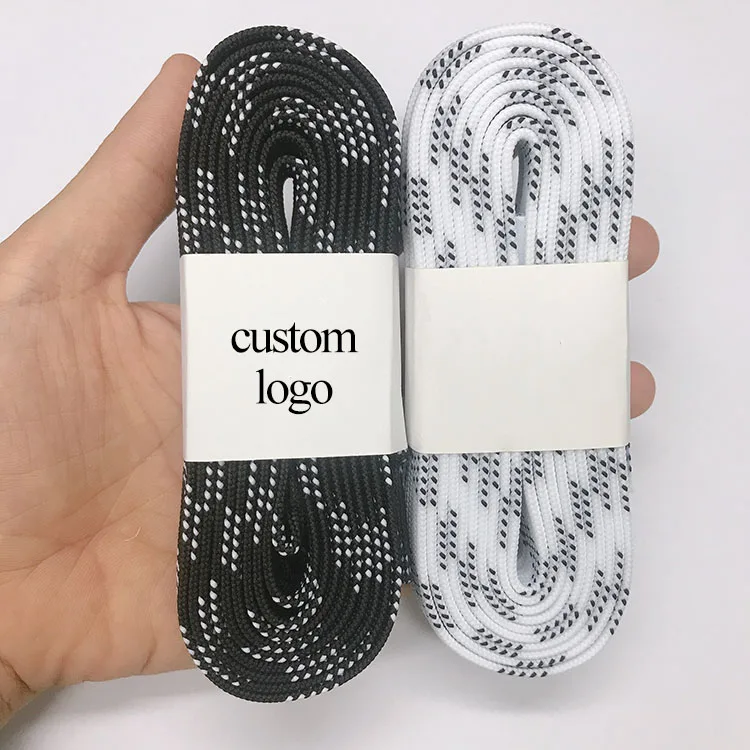 Waterproof Shoe Lace Custom Waxed Hockey Ice Skate Shoelace with Strips