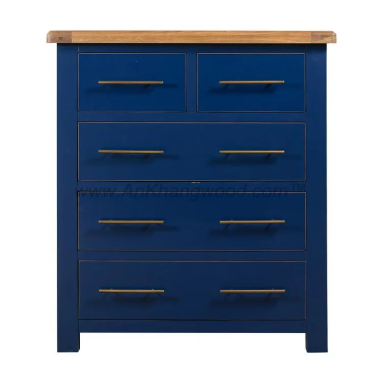 Wood Tallboy 5 Drawers Lowest Price New Design Bedroom Furniture For Hotel Oak/Pine/Acacia Solid Wood Vietnamese Factory