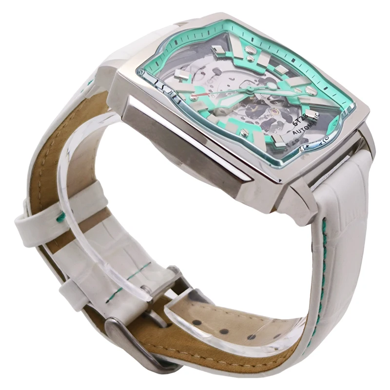 Oem 316 stainless steel case and the transparent caseback leather strap wrist luxury watch for men