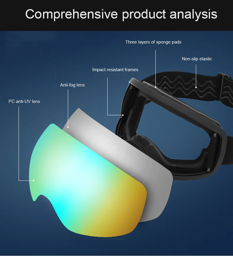 
High Quality Double Layers Factory Cheap Ski Goggles Double Lens Snow Goggles Custom Logo Snowboard Goggles 