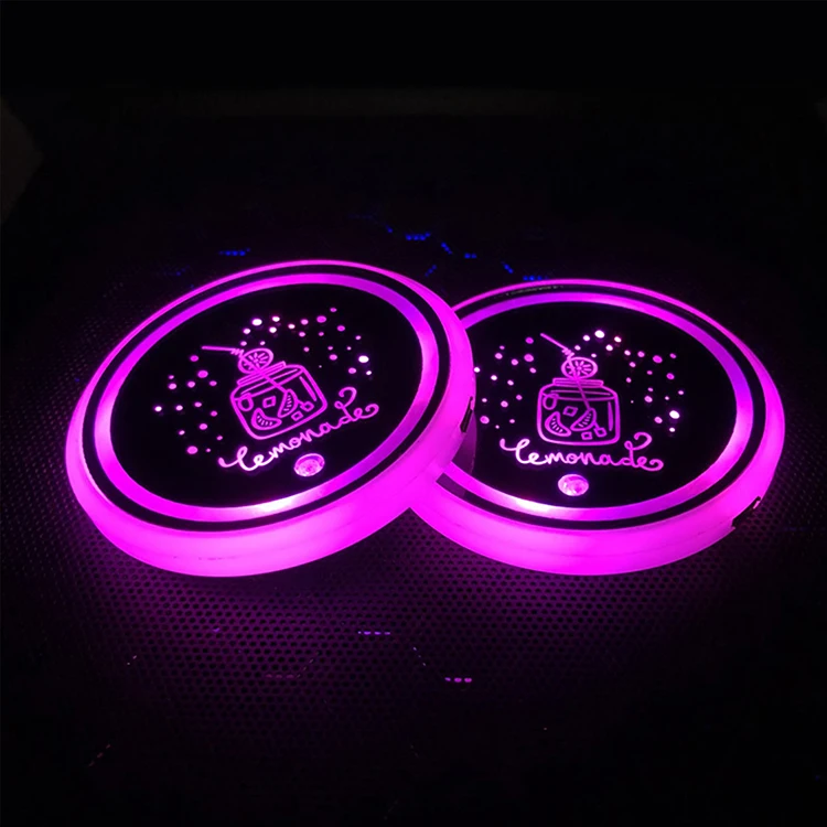 Car Accessories LED  Bottle cup mat intelligent luminous water coaster RGB 7 Colors Glowing cup pad auto lighting