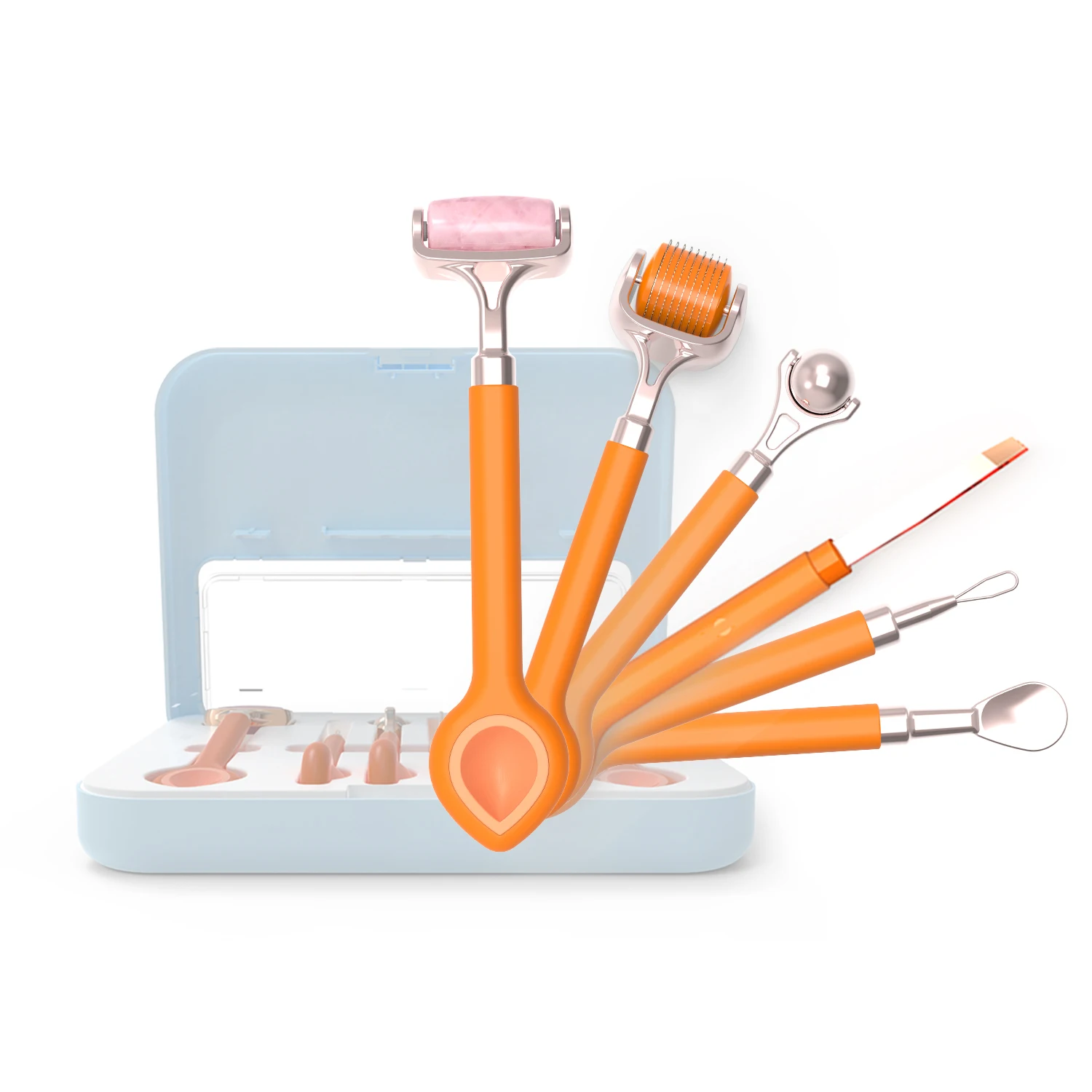 Portable Multifunctional 6-in-1 Beauty Tool Kit 540 Derma Roller & Ice Roller Facial Skin Rejuvenation Removal Handheld Home Use