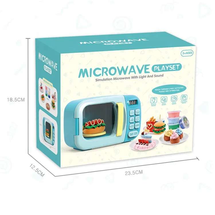 ITTL Role Play Food diy Mini Toys Cooking Game Cute Small House Appliances Plastic Microwave Oven Kitchen Set Toy